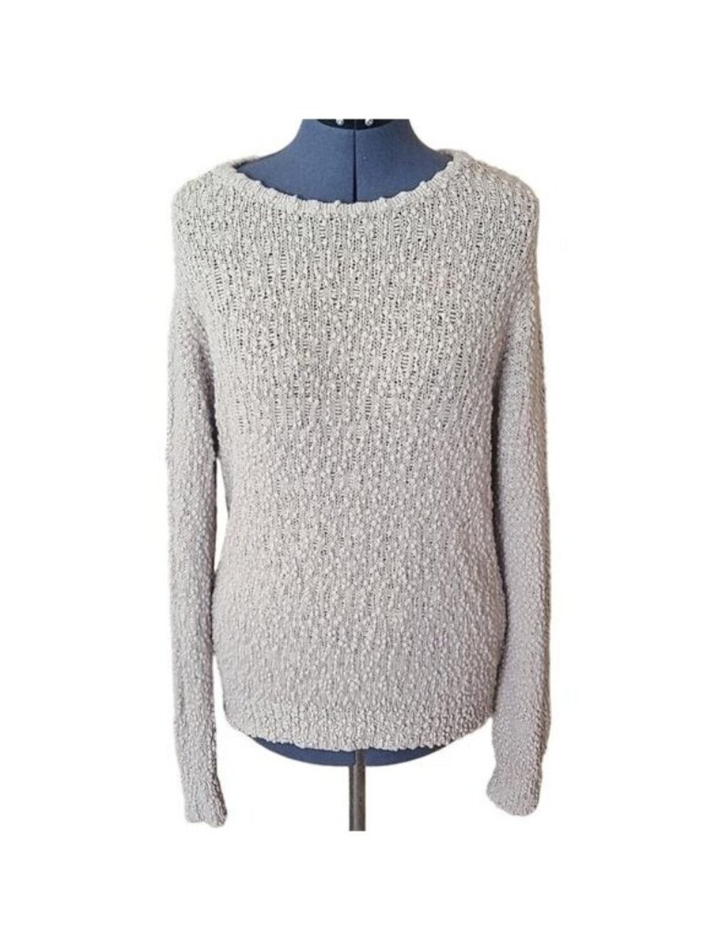 Lane Bryant Sweater Womens 14/16 Beige Popcorn Knit 100% Cotton Boho Textured